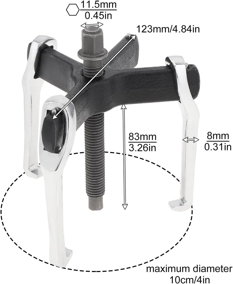 ChgImposs 4" 2 Jaw 3 Jaw Gear Puller, Adjustable Bearing Puller, Reversible Removal Tool for Internal External Pulling, Puller Tool for Removal of Pulleys Flywheels Bearings Gears - Image 2